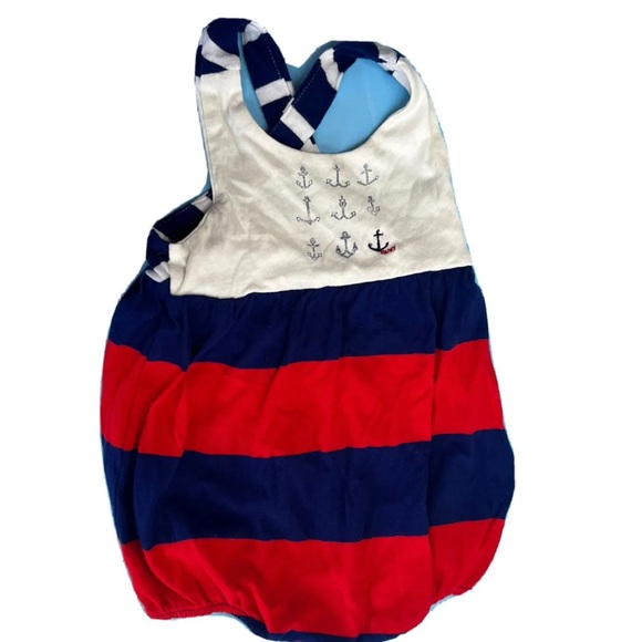 Ralph Lauren Other - Ralph Lauren Infant Girl’s One-Piece Romper Bubble 6M Red & Blue Stripes w/Snaps